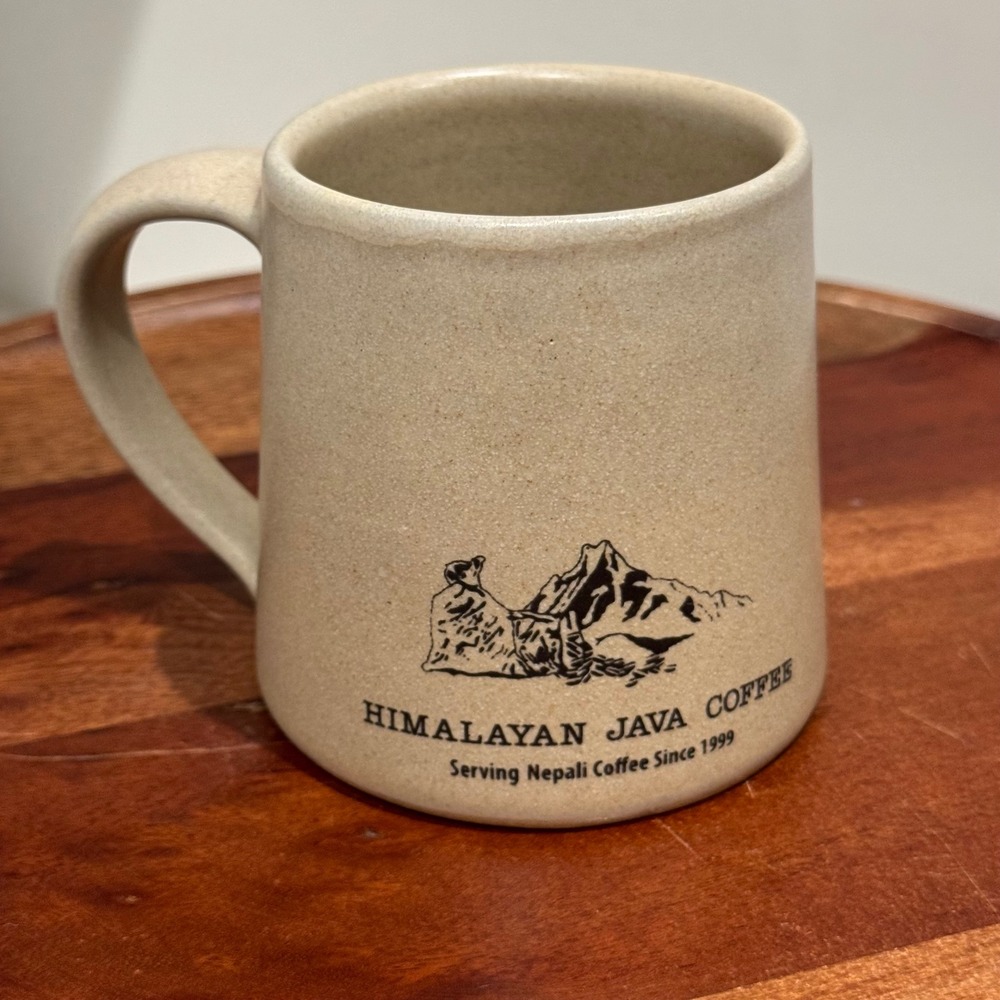 Himalayan Java Coffee Handmade Nepal Ceramic Mug Speckled Stoneware Tan 1999